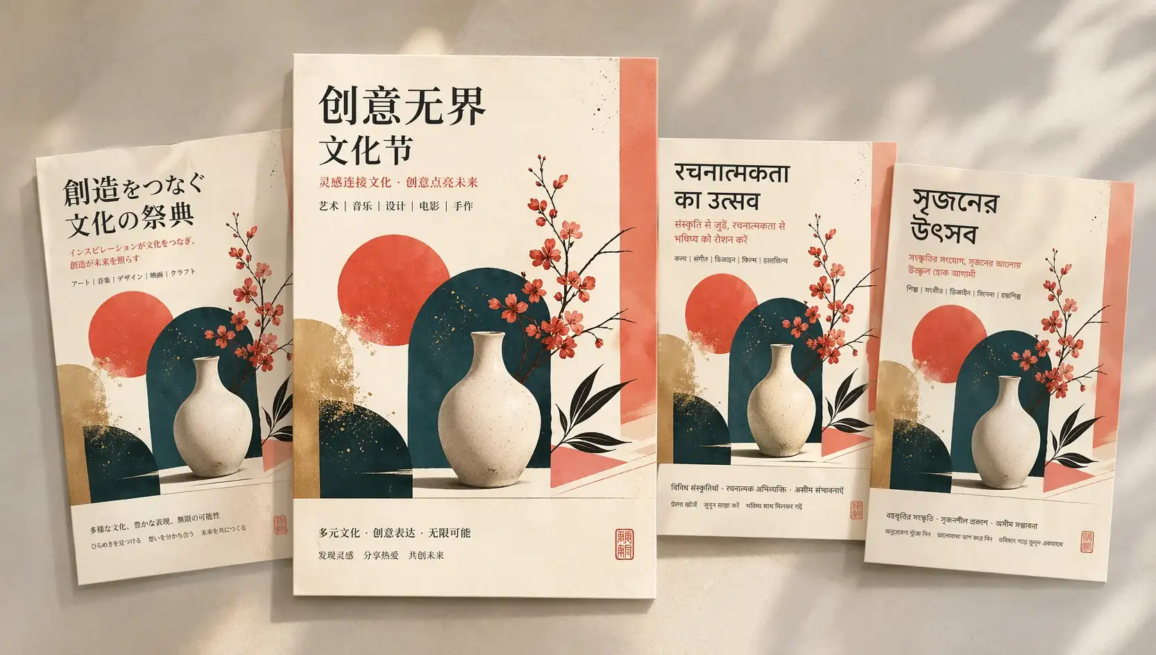 Multilingual event poster variations