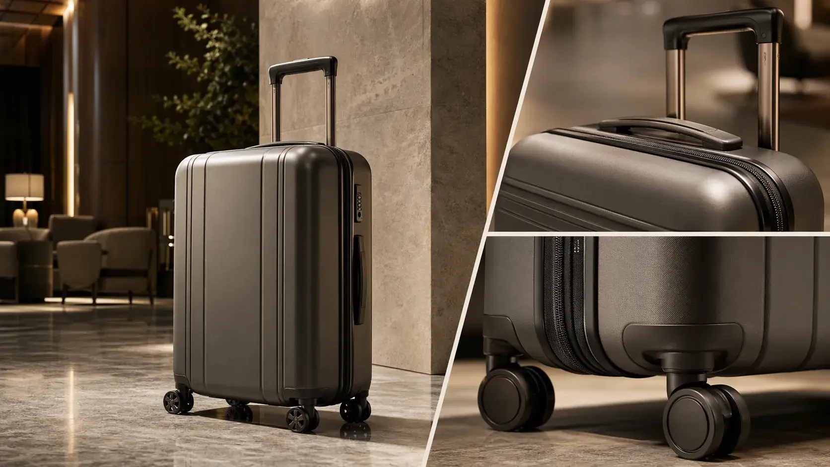 Luggage campaign image in a hotel setting